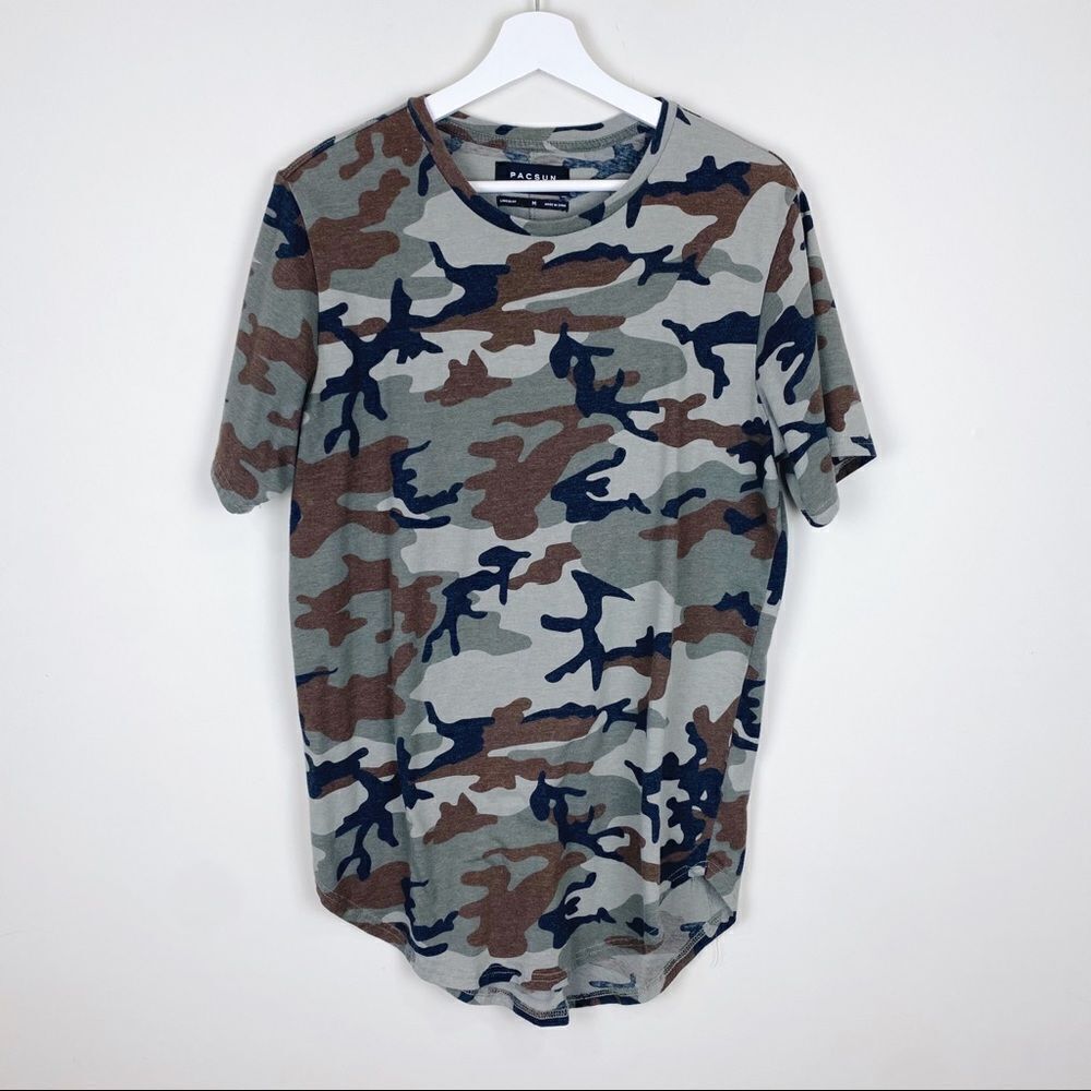 PacSun Camo Tee Longer‎ Fit Rounded Hem